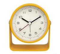 Contemporary Metal Alarm Clock Small 3 Inch Silent Table Clock for Bedrooms and Living Spaces (Yellow)