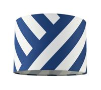 Midnight Blue and White Coastal Feel Lamp Shade with Diagonal Lines Happy Homewares Midnight 10 inches