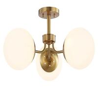Contemporary Minimalist Wall Light Wall Lamp Globe Semi Flush 1-Light Mount Ceiling Light Fixture Globe Ceiling Light Milk Glass Matte Gold Finish Mid Century Modern Lighting For Hallway Living Room