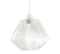 Contemporary Moulded Clear Glass Ceiling Pendant Light Shade with Dimples and Etched Lines | 20cm x 20cm | Square Shape with Angled Sides by Happy Homewares