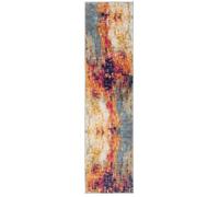 Contemporary Multi Colours Distressed Living Room Area Runner Rug Abstract Artistic Navy Orange Stain Resistant Carpet Versatile Kitchen Island Hallway Rugs 60cm x 240cm