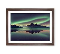 Contemporary Northern Lights H1022 Framed Print for Living Room Bedroom Home Office Décor, Wall Art Picture Ready to Hang, Walnut A3 Frame (46 x 34 cm)