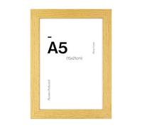 Contemporary Oak A5 Wooden Picture Frame for A5 (15 x 21cm) Photos or Pictures, Plexi Glass, Freestanding or Wall Mounted Landscape or Portrait
