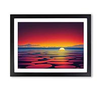 Contemporary Ocean Beach Sunset Framed Print | A2 Black Framed Wall Art | Ready to Hang | Contemporary Beach Picture | Living Room Bedroom Lounge Office