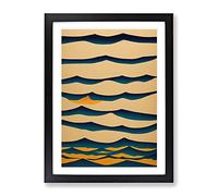 Contemporary Ocean Wave Art Abstract Framed Wall Art Print A2 Black