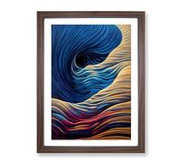 Contemporary Ocean Wave Art No.1 Abstract Framed Print | A4 Walnut Framed Wall Art | Ready to Hang | Contemporary Nautical Picture | Living Room Bedroom Lounge Office