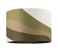 Contemporary Olive Green Linen Fabric Drum Lamp Shade with Inner and Outer Wavy Design | 30cm Diameter | Organic Layered Pattern by Happy Homewares