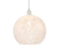 Contemporary Opal White and Clear Snowflake 25cm Glass Globe Pendant Ceiling Lighting Shade | 11w Maximum | 21cm x 25cm by Happy Homewares