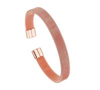 Contemporary Open End Stainless Steel Bangle Featuring Mesh Pattern Unisex Daily C Shaped Bangles Accessory Versatile Minimalist For Gifts