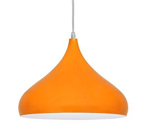 Contemporary Orange Ceiling Lamp Shade Orange Pendant Light Metal Dome Gloss Finish M0078F