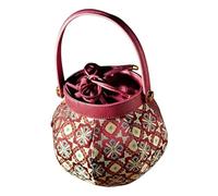 Contemporary Oriental Inspired Carryall Featuring Fastening Suitable for Formal and Modern Clothing Traditional Culture Woven, Red