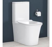 Contemporary Orion Close Coupled Toilet White Rimless with Dual Flush Cistern Quick Release Slim Soft Close Seat Square Shape Bathroom