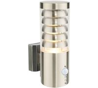Contemporary Outdoor Wall Light with PIR - Warm White - Brushed Steel
