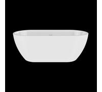 Balterley 1700 x 780mm Oval Shower Bath with Waste, Double Ended Gloss White Soaking Shower Bath, Acrylic Baths for Bathrooms, Round End, Adjustable Leg Set, Freestanding Bathtub (White)