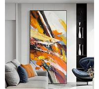 Contemporary Oversized Wall Art Vertical Version Painting Oil Painting Orange Modern Abstract Corridor Decoration Living Room 75x150cm(30x59in) With Frame