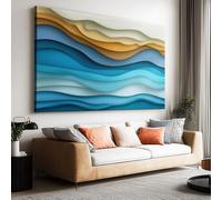 Contemporary Personalised Canvas Prints 140L x 70W cm, Custom Framed Abstract Art Waves Mountains Stripes Photo Wall Art, Waterproof Picture Gifts & Decoration for Living Room, Bedroom, Hallway