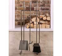 Contemporary Pewter Antique Fireplace Set with 3 Tools Fireside Companion Set Dibor Grey One Size