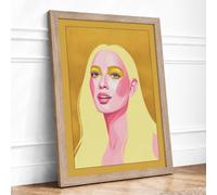 Contemporary Portrait in Gold Framed Wall Art Print A4 Oak