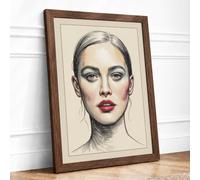 Contemporary Portrait Study Framed Wall Art Print A1 Walnut