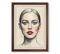 Contemporary Portrait Study Modern Framed Wall Art Print A1 (84.1×59.4cm) Walnut, Wall Decor for Living Room, Bedroom, Office & Home, Ready to Hang, Art Gift