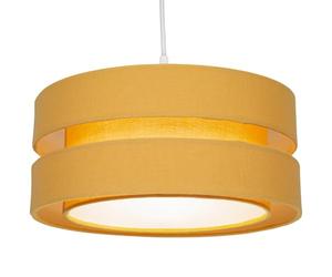 Contemporary Quality Ochre Mustard Linen Fabric Triple Tier Ceiling Pendant Lamp Shade | 60w Maximum | Designer Style | 35cm Diameter by Happy Homewares