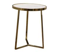 Contemporary Round 3 Leg Coffee Table with Marble Top, 400mm x 510mm - Brass/Marble - Balterley