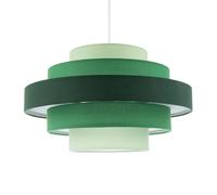 Contemporary Round Triple Tier Cotton Fabric Pendant Light Shade Happy Homewares Green 14 inches