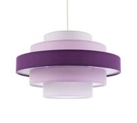 Contemporary Round Triple Tier Cotton Fabric Pendant Light Shade Happy Homewares Purple 14 inches