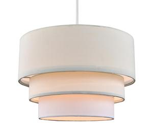 Contemporary Round Triple Tier Cream and White Cotton Fabric Designer Pendant Lighting Shade | 60w Maximum | Modern Style | 30cm Diameter by Happy Homewares