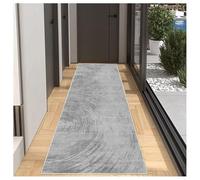 Contemporary Runner Carpet for Hallway 60x80cm, Non-Slip Washable Kitchen Rug Adjustable by Meter, Grey Hall Runner Mat Entrance Floor Covering for Bedroom Living Room Corridor Laundry Area
