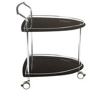 Contemporary Serving Trolley, Black Tempered Glass, Chrome Finish Frame