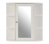 Contemporary Seven Shelf Mirrored Door Bathroom Cabinet, Compact Design Display Cabinet, Functional Cabinet Premier Housewares White One Size