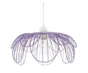 Contemporary Shabby Chic Matte Soft Lilac Metal Wire Overlapping Floral Petals Ceiling Pendant Lamp Shade | 14cm x 26cm by Happy Homewares