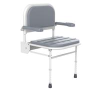 Contemporary Shower Seat with Backrest Arms & Legs - Grey
