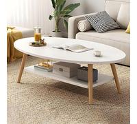 Contemporary Simple Wooden Coffee Table Oval Design with Shelf Standard Size for Living Room & Balcony Stylish Wooden Legs Perfect for Apartments & Sofas