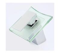 Contemporary Single Handle Square Glass Waterfall Water Outlet Sink Deck Mounted Basin Faucet A1007