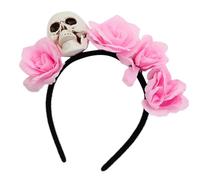 Contemporary Skull Headwear With Artificial Flower Costumes Halloween Cosplay Hair Ornament For Women Girls Practical Floral Skull Headbands