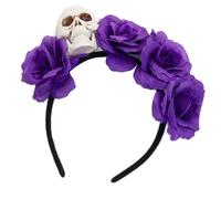 Contemporary Skull Headwear With Artificial Flower Costumes Halloween Cosplay Hair Ornament For Women Girls Halloween Party Headwear