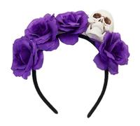 Contemporary Skull Headwear With Artificial Flower Costumes Halloween Cosplay Hair Ornament For Women Girls Lightweight Costume Headbands