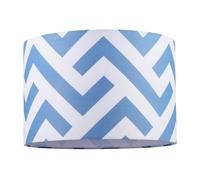 Contemporary Sky Blue Fabric Lamp Shade with Geometric Chevron Pattern | 30cm x 20cm | Ideal for Coastal Scandinavian or Modern Interiors by Happy Homewares