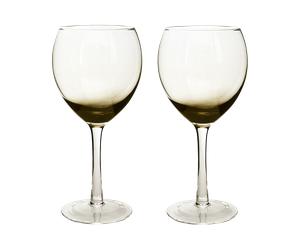 Contemporary Smoked Grey Wine Glass - Set Of 2 -