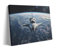 Contemporary Space Shuttle Canvas Wall Art Paintings Modern Shuttle Flying Over Clouds Picture Pictures on Canvas Prints Framed Ready to Hang Artwork for Bedroom Home Decor 12x18inch(30x45cm)