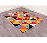 Contemporary Spectra Carved Destin Geometric Pattern Abstract Designer Floor Colourful Area Rugs, Multi - 120 x 170cm