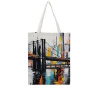 Contemporary Splash Urban Oil Art 03 Daily Must-Have Canvas Tote Bag, Reusable Eco-Friendly Shopping Grocery Bag, Casual Fashion Shoulder Handbag, Versatile Stylish Bag for Women Commute And Outdoor A
