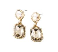 Contemporary Square Shape Earrings Crystal Accents Metal Everyday Elegant Party Professional Setting Comfortable Office Ear Accessories, フリーサイズ