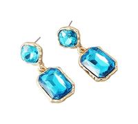 Contemporary Square Shape Earrings Crystal Accents Metal Everyday Elegant Party Professional Setting Comfortable Office Ear Accessories, フリーサイズ