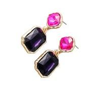 Contemporary Square Shape Earrings Crystal Accents Metal Everyday Elegant Party Professional Setting Comfortable Office Ear Accessories, フリーサイズ