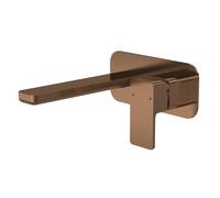 Contemporary Square Wall Mounted 2 Tap Hole Basin Mixer Tap - Brushed Bronze
