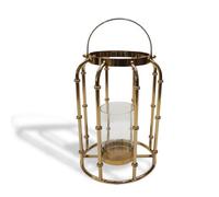 Contemporary Steel And Glass Lantern Ornament In Gold Finish 32Cm Tall