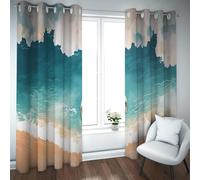 Contemporary Style Blackout Curtains Sea Surfing Pattern Room Darkening with Grommet Window Drapes for Sliding Glass Door 2 Panels B107xH214cm